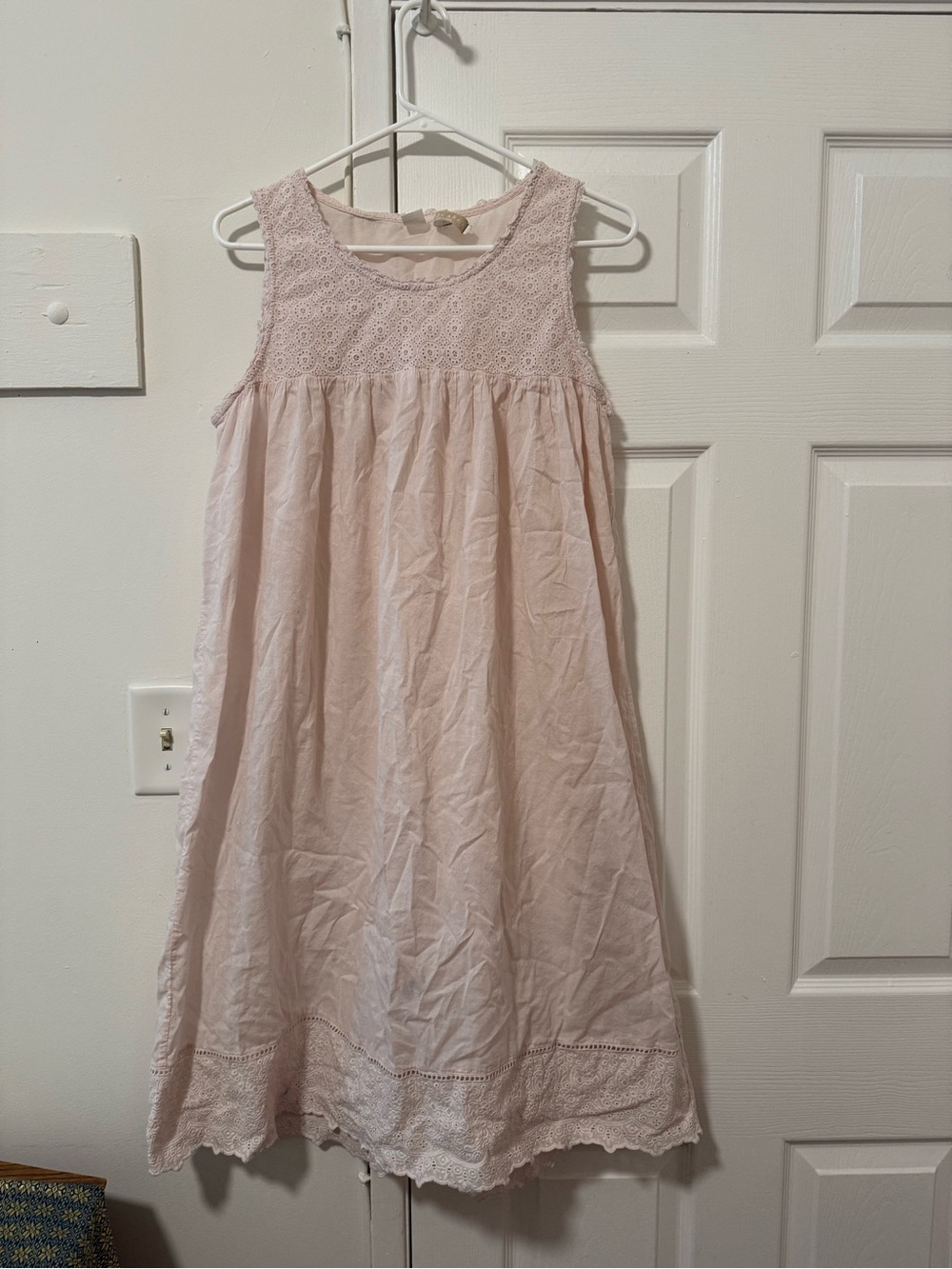 ZARA HOME Light Pink Lace Embroidered Sleeveless Night Dress/Gown Cotton M